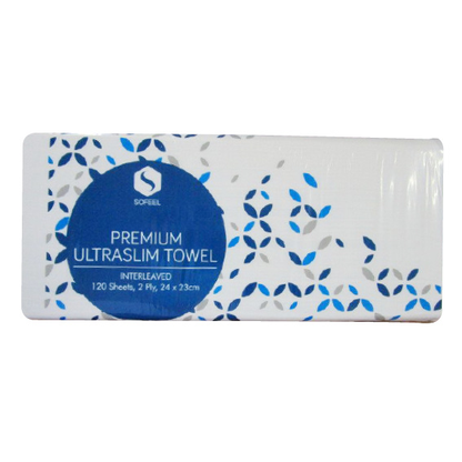 Sofeel Premium Ultraslim Multifold Paper Towel 2-Ply 24 x 24cm 120/Pack 20 Packs/Carton - White x10