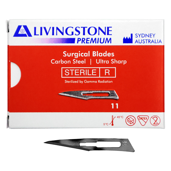 Livingstone Premium Surgical Scalpel Blade Size 11 Sterile 100 Pcs/Box - Silver x15