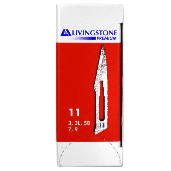 Livingstone Premium Surgical Scalpel Blade Size 11 Sterile 100 Pcs/Box - Silver x15
