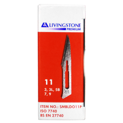 Livingstone Premium Surgical Scalpel Blade Size 11 Sterile 100 Pcs/Box - Silver x15