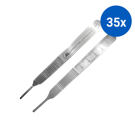 Scalpel Blade Handle Stainless Steel No. 3 Graduated Fits Blades 6-16 - Silver x35