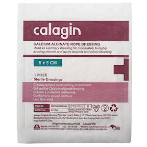 Calagin Calcium Alginate Dressing Non-Adherent 5cm x 5 cm 10 Pieces/Box - White x25