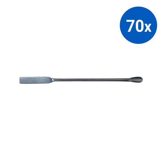 Livingstone Spatula 180mm 10 x 20mm Spoon and 10 x 45mm Flat Ends - Silver x70