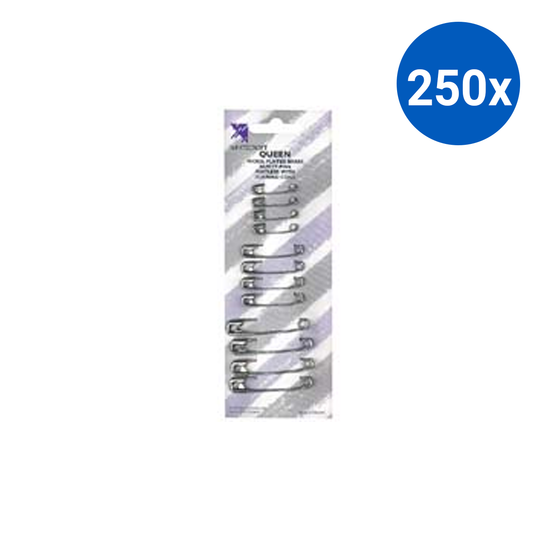 Queen Safety Pin with Coil Guard 12/Card - Silver x250