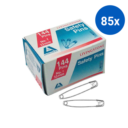 Livingstone Safety Pins No. 1 27mm 144 Pins/Box - Silver x85