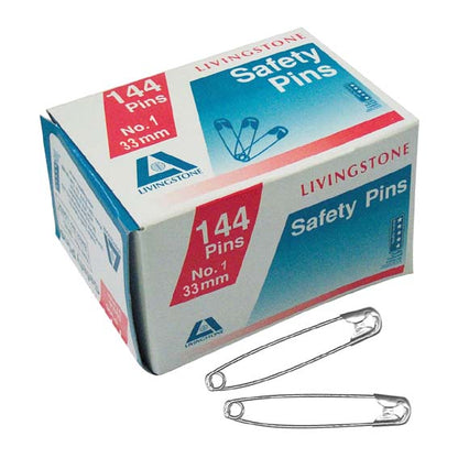 Livingstone Safety Pins No. 1 27mm 144 Pins/Box - Silver x85