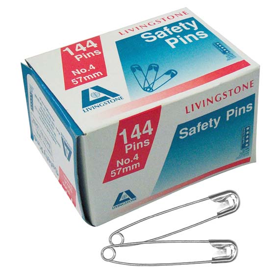 Livingstone Safety Pins No. 4 (57mm) Small Loose Pack 144 Pcs/Box - Silver x30
