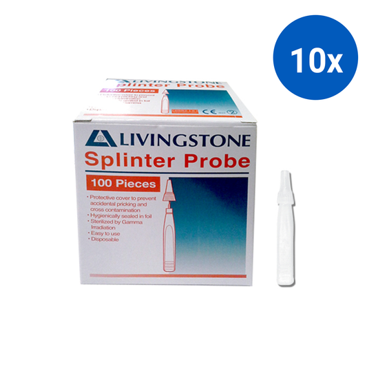 Livingstone Disposable Splinter Probe Single Use Packing 5 Probes/Blister 100 Probes/Box - White x10