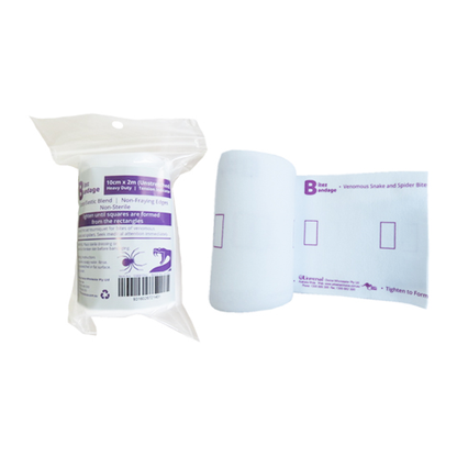 Universal Bitez Bandage for Snake Bite with Tension Indicator 10cm x 2m Roll - White x30