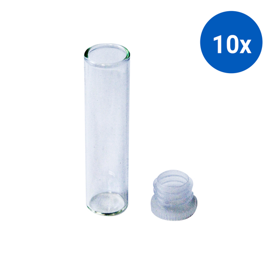 Specimen Tube Soda Lime Glass with Recyclable Polyethylene Cap 12/13x50mm 100/Pack (G050/20) - Clear x10