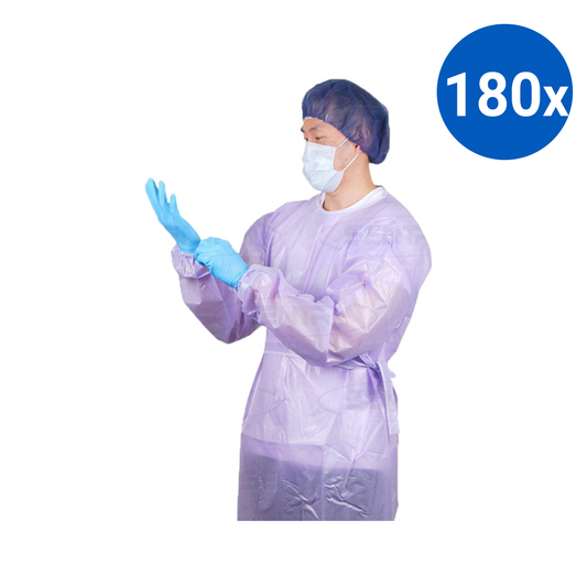 Livingstone Oncology Gown with Tie Elastic Cuff 126 x 130cm 1/Pack - Purple x180