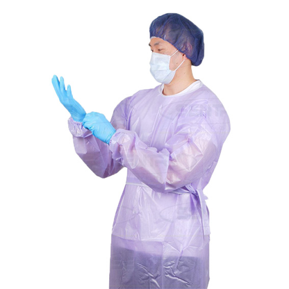 Livingstone Oncology Gown with Tie Elastic Cuff 126 x 130cm 1/Pack - Purple x180