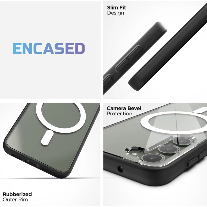 Encased Clear MagSafe Case Samsung Galaxy S23+ Plus with Portable MagSafe Charger - Black