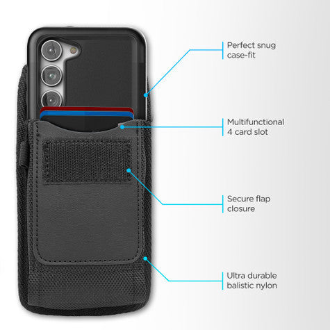Encased Rebel Case Samsung Galaxy S23+ Plus with Pouch - Black