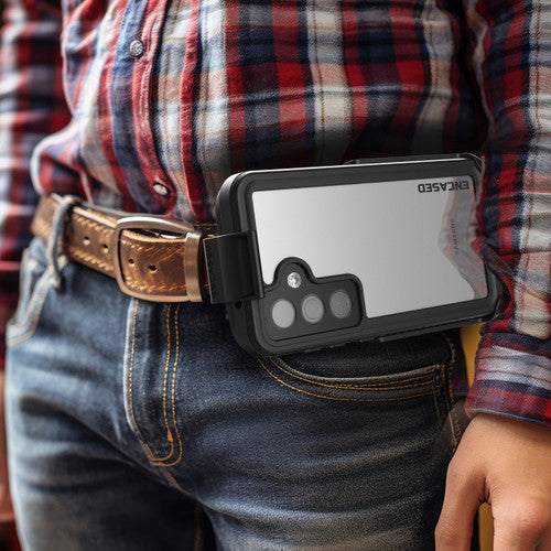Encased Waterproof Case Samsung Galaxy S24 with Belt Clip Holster - Black