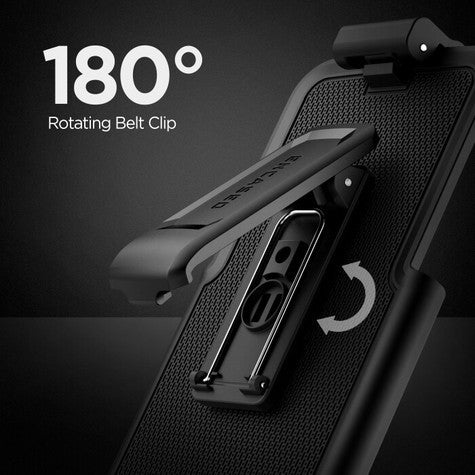 Encased Rebel Case Samsung Galaxy S25 with Belt Clip Holster - Black