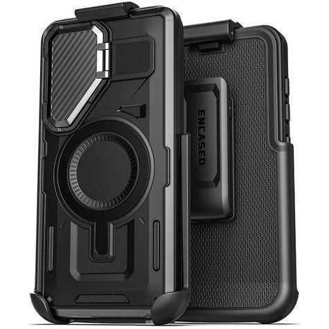 Encased Explore Case Samsung Galaxy S25+ Plus with Belt Clip Holster - Black