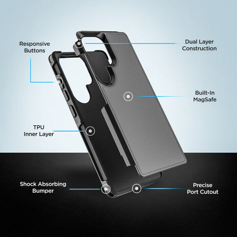 Encased Challenger Case Samsung Galaxy S25 Ultra with Belt Clip Holster - Black