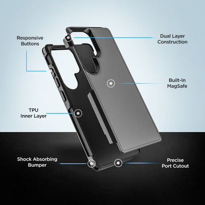 Encased Challenger Case Samsung Galaxy S25 Ultra with Belt Clip Holster - Black