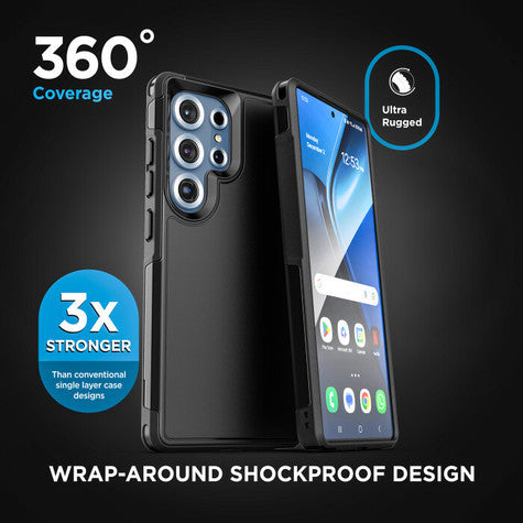 Encased Challenger Case Samsung Galaxy S25 Ultra with Belt Clip Holster - Black