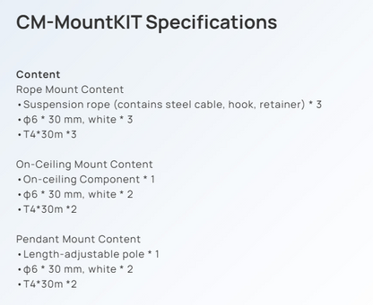 Yealink CM‑MountKIT Next‑Level Mic Deployment with Suspension Ropes, Ceiling Mount & Adjustable Pole