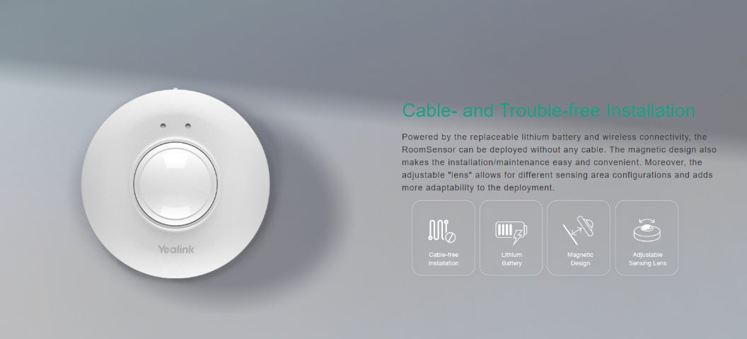 Yealink Room Sensor Room Occupancy Lighting & Temperature Sensor with Bluetooth Connectivity