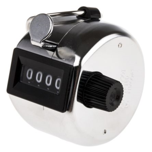 Tally Counter up to 9999 Clicks 50 x 40 x 50mm Chrome Plated Metal - Black/White x25