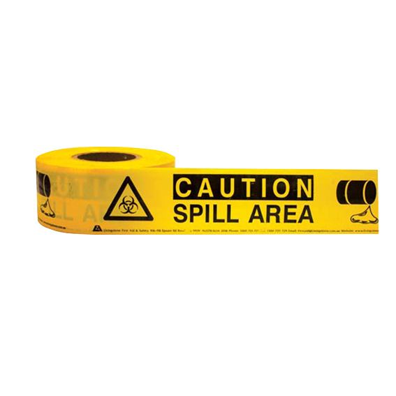 Livingstone "Caution Spill Area" Tape 4m - Yellow x385