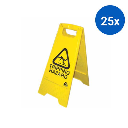 Livingstone A Frame Sign 33x66cm 33cm Spread "Tripping Hazard" Recyclable Polypropylene - Yellow x25