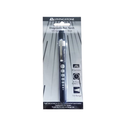 Livingstone Diagnostic Exam Pen Torch LED Light 2 AAA Batteries Sold Separately - Black x45