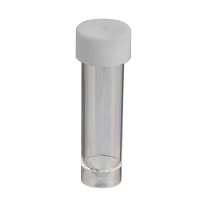 Livingstone Specimen Container with White Lid 30mL 22x90mm Unlabelled Polystyrene 500/Carton - Clear x5