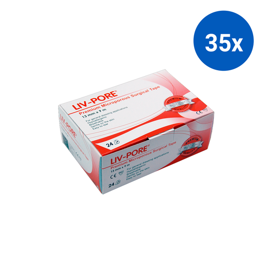 Liv-Pore Premium Microporous Biodegradable Surgical Paper Tape 13mm x 9m 24/Box - White x35