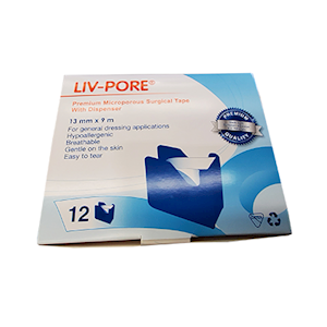 Livingstone Pore Surgical Tape 13 mm. x 9 metres 12 Dispensers/Box - White x35