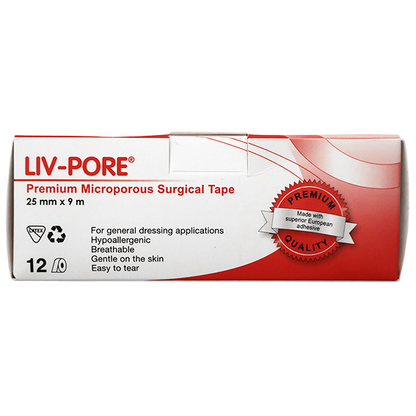 Liv-Pore Premium Microporous Surgical Paper Tape Latex Free 25mm x 9m 12/Box - White x35