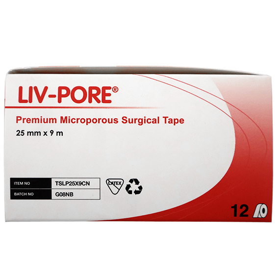 Liv-Pore Premium Microporous Surgical Paper Tape Latex Free 25mm x 9m 12/Box - White x35