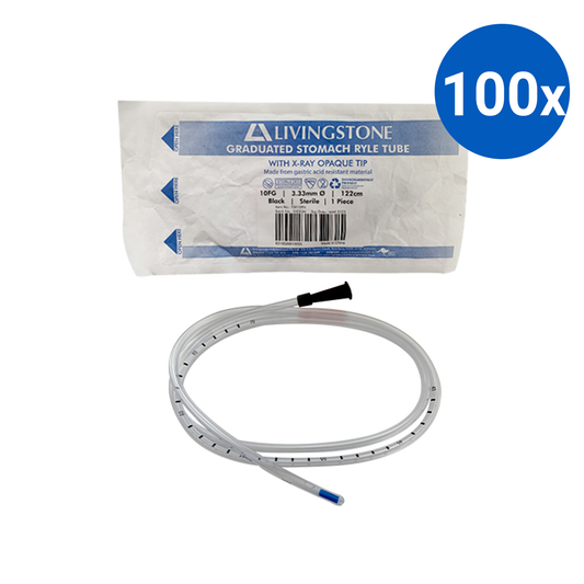 Livingstone Ryles Tube with X-Ray Opaque Tip 10FG 3.33mm 122cm - Black x100