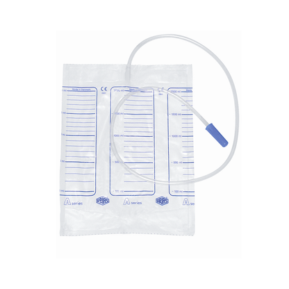 Livingstone Drainage Urine Bag 2L Capacity 90cm Inlet Tube without Bottom Outlet Graduated Non-Sterile - Clear x400