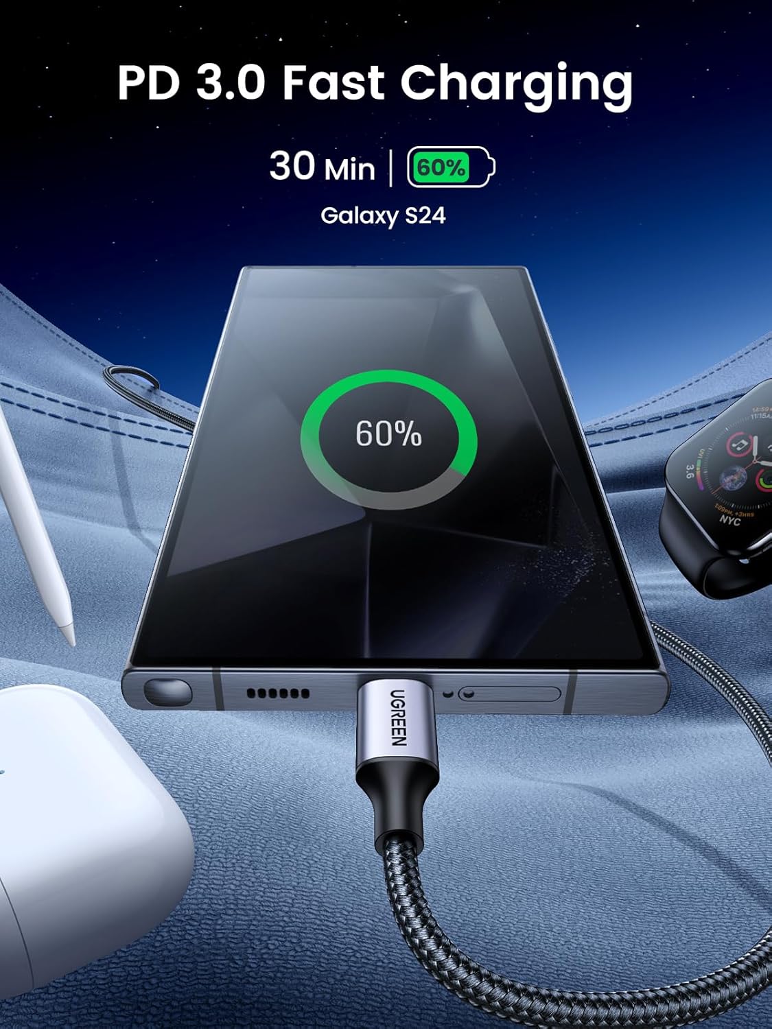UGREEN 2M USB-C to USB-C Cable 60W PD