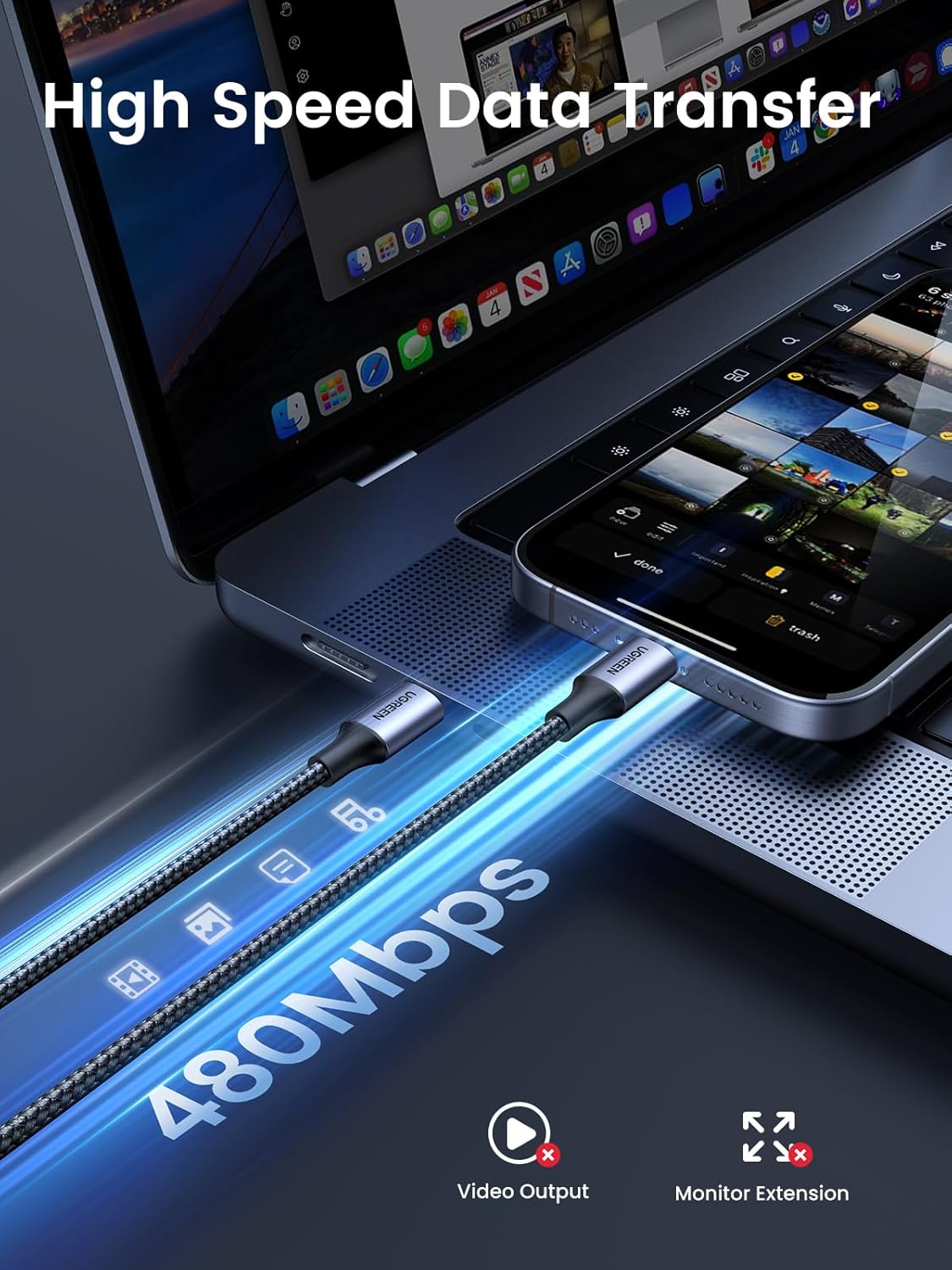 UGREEN 2M USB-C to USB-C Cable 60W PD