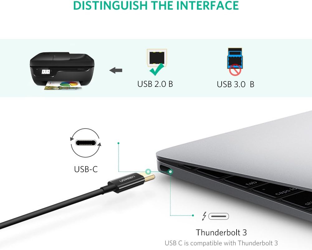 UGREEN 2M USB-C to USB-B 2.0 Cable