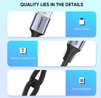 UGREEN USB-A 2.0 to USB-C CablAluminum Braid 2m Black