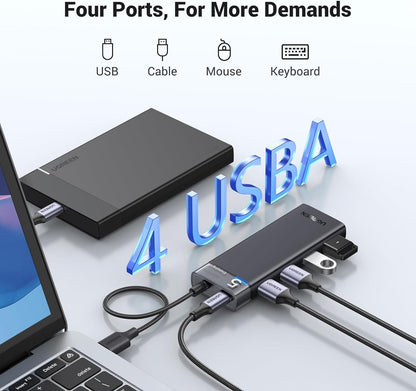 UGREEN 4-Port USB 3.2 Gen 1 Data Transfer Hub with Silver