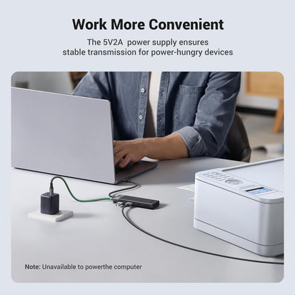UGREEN 4-Port USB 3.2 Gen 1 Data Transfer Hub with Silver