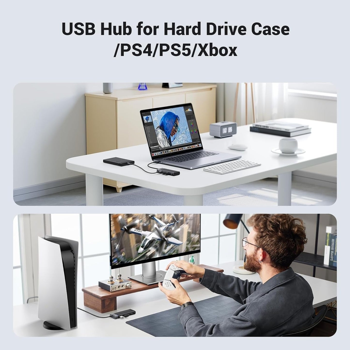 UGREEN 4-Port USB 3.2 Gen 1 Data Transfer Hub with Silver