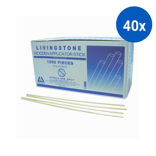 Livingstone Wooden Applicator Sticks 15cm Length 100% Biodegradable 1000/Box - White x40