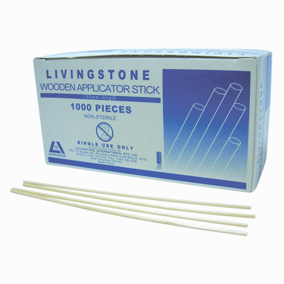 Livingstone Wooden Applicator Sticks 15cm Length 100% Biodegradable 1000/Box - White x40