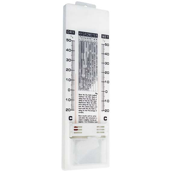 Livingstone Hygrometer Wet and Dry Bulb -20 to 50 Degrees Celcius Temp Range - White x35