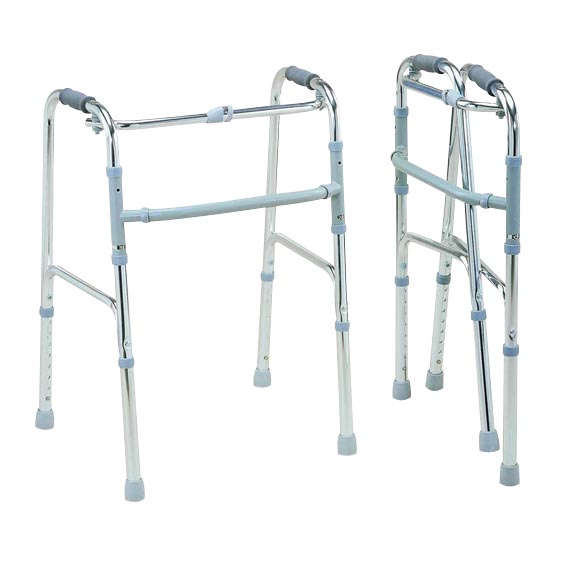 Walking Frame Adjustable Folding Aluminium 56cm Width with Step by Step Function - Silver x5
