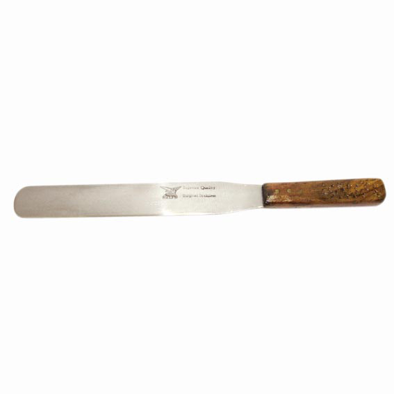 Livingstone Spatula 6x1.5cm Stainless Steel Metal w/ 4.5cm 19g Biodegradable Wooden Handle Flat End - Silver/Brown x55