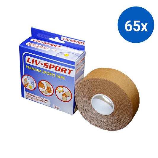 Liv-Sport Premium Rigid Strapping Sports Tape 25mm x 13.7m - Skin Color Fabric x65